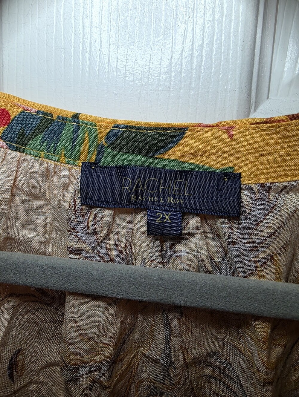 Rachel Roy Top Womens 2X Yellow Floral Shirt Linen Blend Cottagecore - Picture 7 of 7